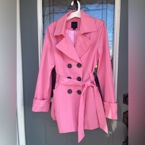 Ladies Pink Express Double Breasted Raincoat/Windbreaker/Lightweight